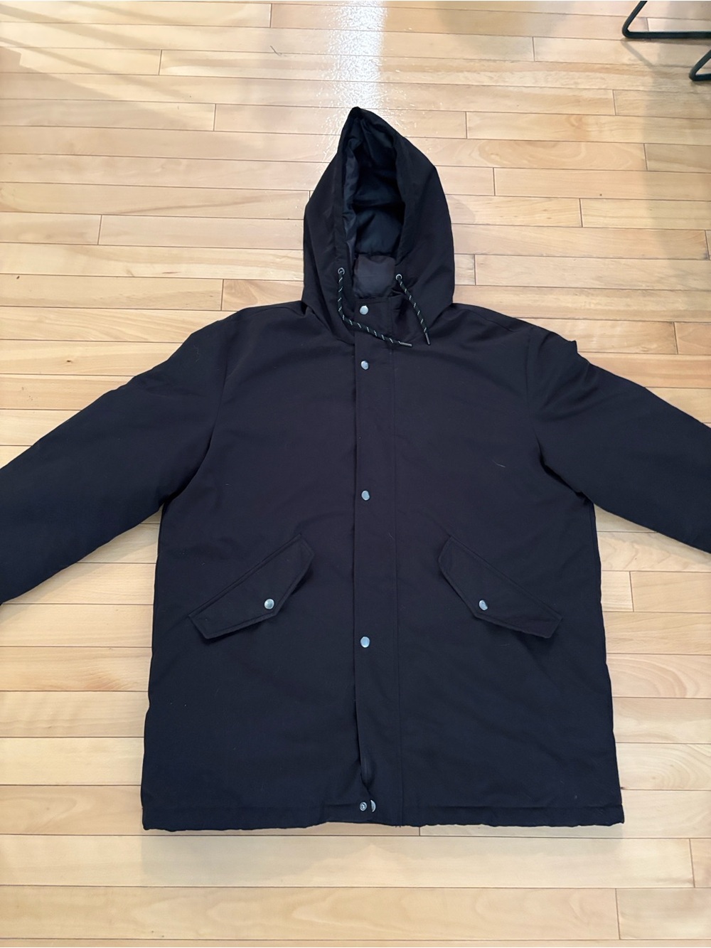 Men's Black Hooded Parka Jacket